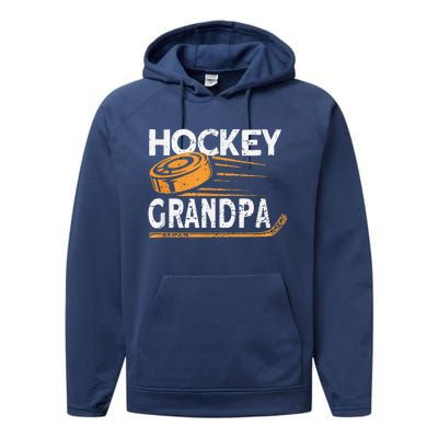 Hockey Grandpa Vintage Hockey Player Ice Hockey Performance Fleece Hoodie