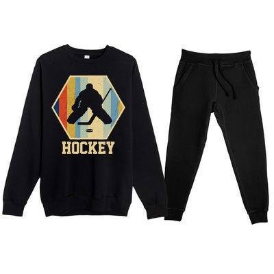 Hockey Goalie Vintage Retro Gift Premium Crewneck Sweatsuit Set