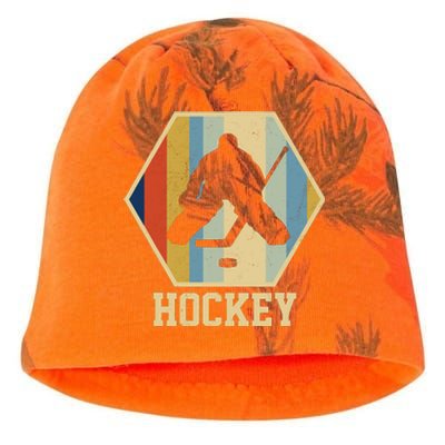 Hockey Goalie Vintage Retro Gift Kati - Camo Knit Beanie