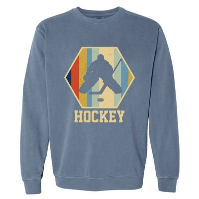 Hockey Goalie Vintage Retro Gift Garment-Dyed Sweatshirt