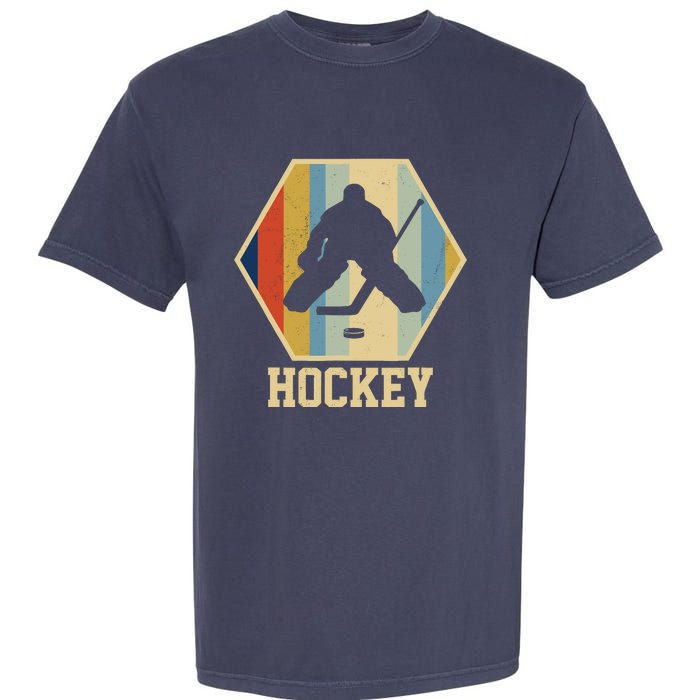 Hockey Goalie Vintage Retro Gift Garment-Dyed Heavyweight T-Shirt