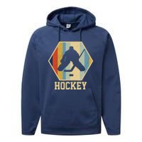 Hockey Goalie Vintage Retro Gift Performance Fleece Hoodie