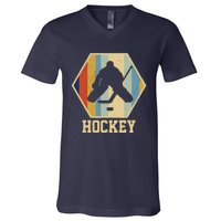 Hockey Goalie Vintage Retro Gift V-Neck T-Shirt