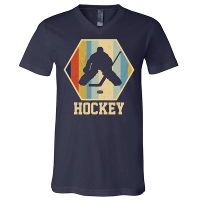 Hockey Goalie Vintage Retro Gift V-Neck T-Shirt