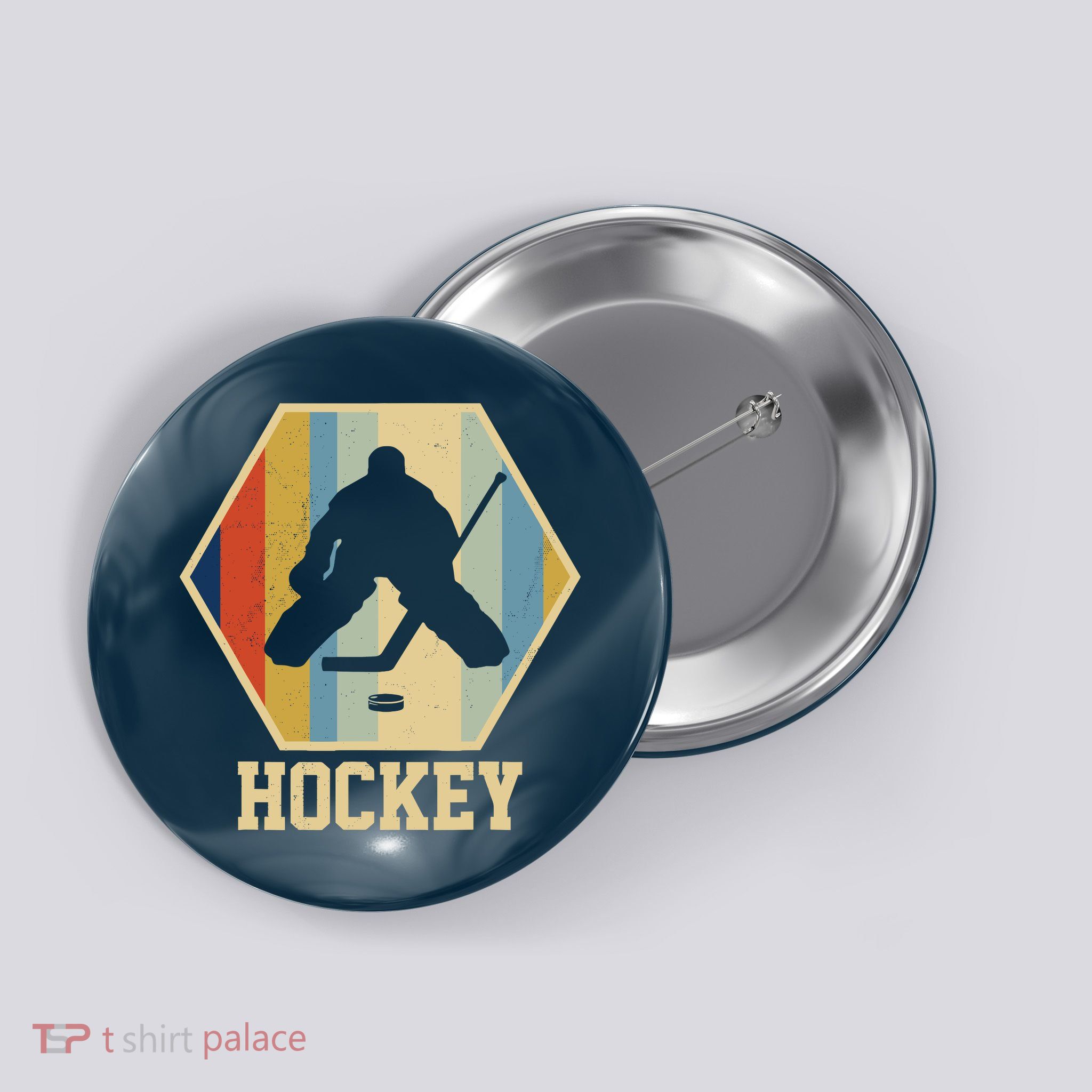 Hockey Goalie Vintage Retro Gift Button