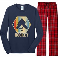 Hockey Goalie Vintage Retro Gift Long Sleeve Pajama Set