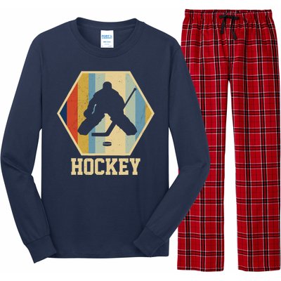 Hockey Goalie Vintage Retro Gift Long Sleeve Pajama Set