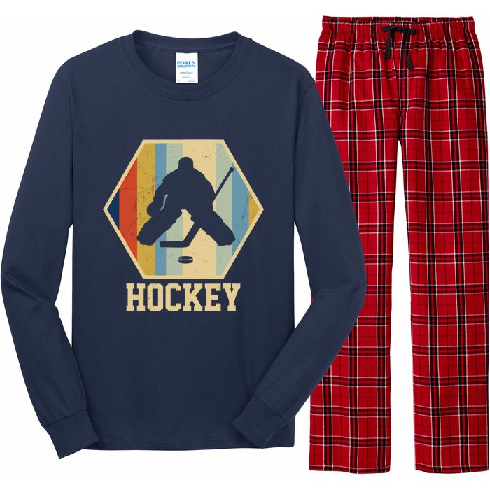 Hockey Goalie Vintage Retro Gift Long Sleeve Pajama Set