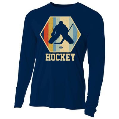 Hockey Goalie Vintage Retro Gift Cooling Performance Long Sleeve Crew