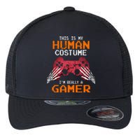 Halloween Gamer Video Games Human Costume Gift Flexfit Unipanel Trucker Cap