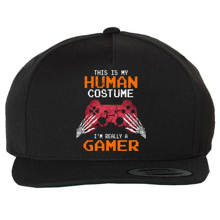 Halloween Gamer Video Games Human Costume Gift Wool Snapback Cap