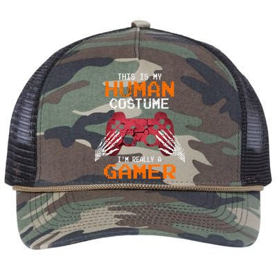 Halloween Gamer Video Games Human Costume Gift Retro Rope Trucker Hat Cap