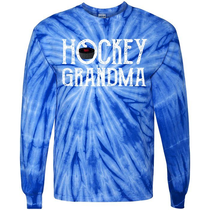 Hockey Grandma Vintage Grandmother Granny Gift Meaningful Gift Tie-Dye Long Sleeve Shirt