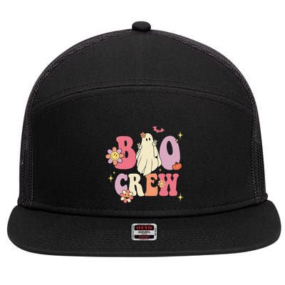 Halloween Ghosts with Retro Hippie Floral Vibes 7 Panel Mesh Trucker Snapback Hat
