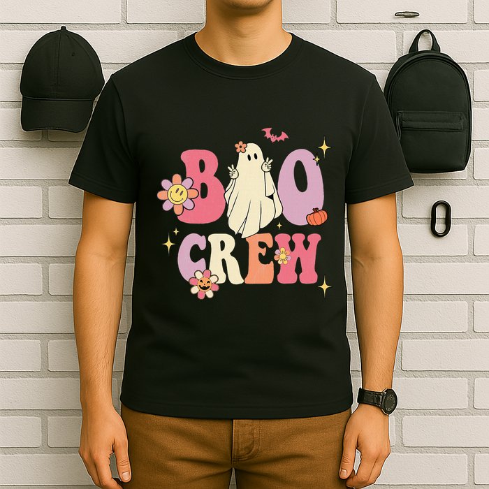 Halloween Ghosts with Retro Hippie Floral Vibes T-Shirt