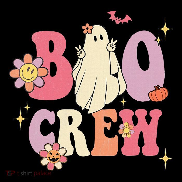 Halloween Ghosts with Retro Hippie Floral Vibes T-Shirt