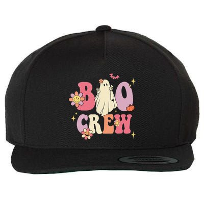 Halloween Ghosts with Retro Hippie Floral Vibes Wool Snapback Cap