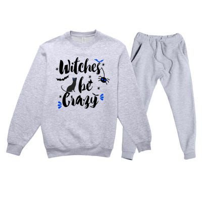 Halloween Gift Witches Be Crazy Gift Premium Crewneck Sweatsuit Set