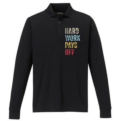 HWPO Gym Workout Motivational Quote Hard Work Pays Off Performance Long Sleeve Polo