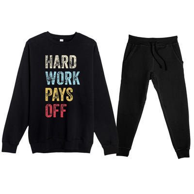 HWPO Gym Workout Motivational Quote Hard Work Pays Off Premium Crewneck Sweatsuit Set