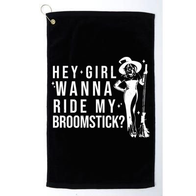 Hey Girl Wanna Ride My Broomstick Funny Witch Golf Towel
