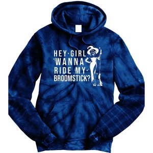 Hey Girl Wanna Ride My Broomstick Funny Witch Tie Dye Hoodie