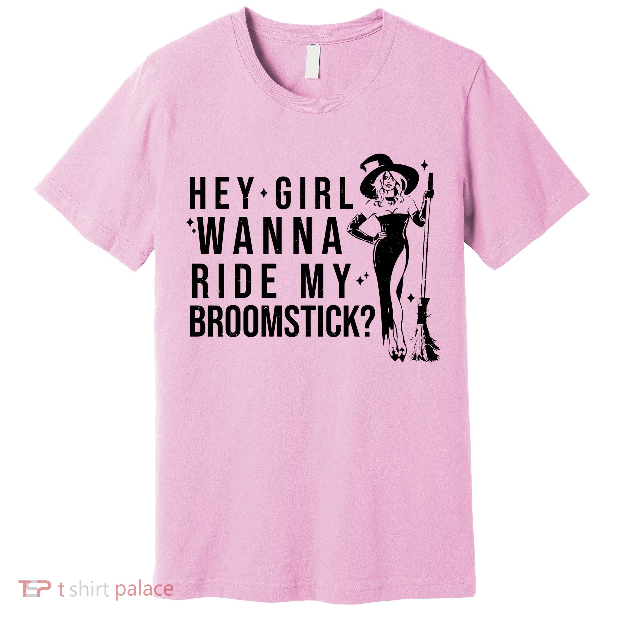 Hey Girl Wanna Ride My Broomstick Funny Witch Premium T-Shirt