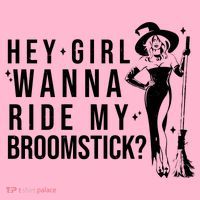 Hey Girl Wanna Ride My Broomstick Funny Witch Premium T-Shirt