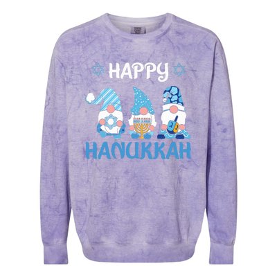 Hanukkah Gnome Wishing You a Happy Hanukkah  Colorblast Crewneck Sweatshirt