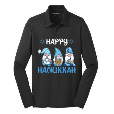 Hanukkah Gnome Wishing You a Happy Hanukkah  Silk Touch Performance Long Sleeve Polo