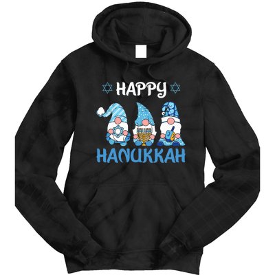 Hanukkah Gnome Wishing You a Happy Hanukkah  Tie Dye Hoodie