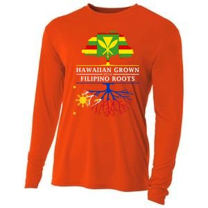 Hawaiian Grown With Filipino Roots Meaningful Gift Philippines Great Gift Cooling Performance Long Sleeve Crew