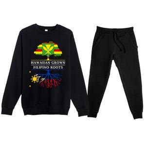 Hawaiian Grown With Filipino Roots Meaningful Gift Philippines Great Gift Premium Crewneck Sweatsuit Set