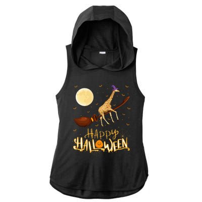 Hilarious Giraffe Witch Ride Halloween Costume Ladies PosiCharge Tri-Blend Wicking Draft Hoodie Tank