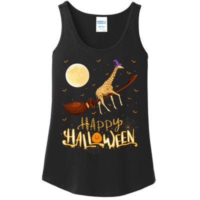 Hilarious Giraffe Witch Ride Halloween Costume Ladies Essential Tank