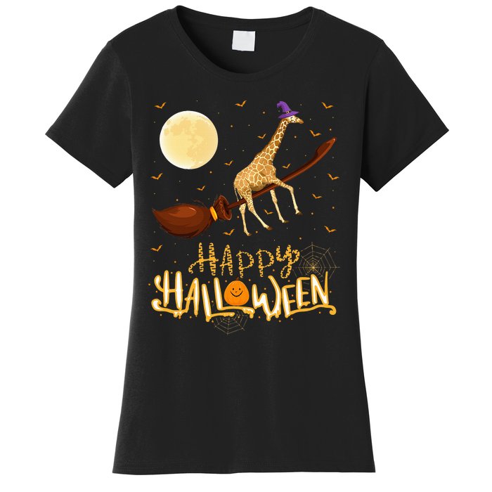 Hilarious Giraffe Witch Ride Halloween Costume Women's T-Shirt