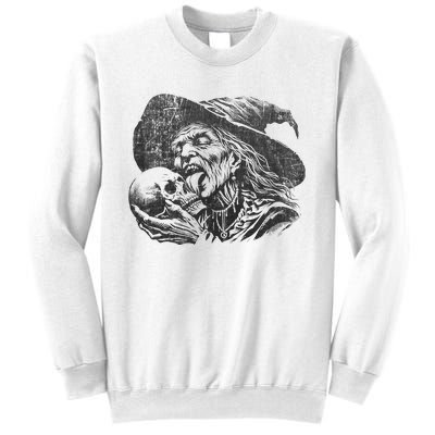 Halloween Granny Witch Licking Skull Funny Grandma Witches Sweatshirt