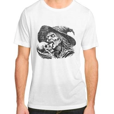 Halloween Granny Witch Licking Skull Funny Grandma Witches Adult ChromaSoft Performance T-Shirt