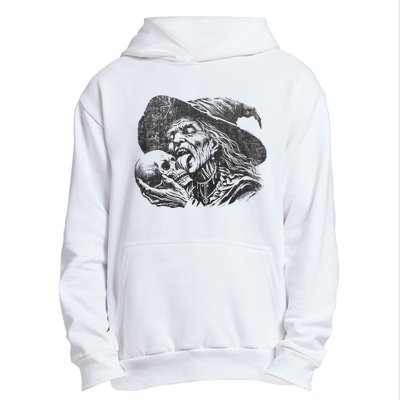 Halloween Granny Witch Licking Skull Funny Grandma Witches Urban Pullover Hoodie