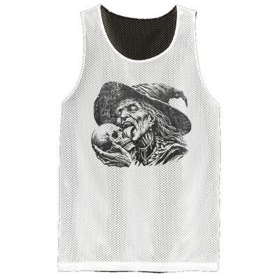 Halloween Granny Witch Licking Skull Funny Grandma Witches Mesh Reversible Basketball Jersey Tank