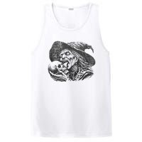 Halloween Granny Witch Licking Skull Funny Grandma Witches PosiCharge Competitor Tank