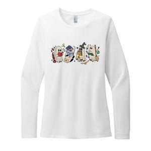 Halloween Ghost Witch Book Ghoul Ghost Bookworm Book Lover Womens CVC Long Sleeve Shirt