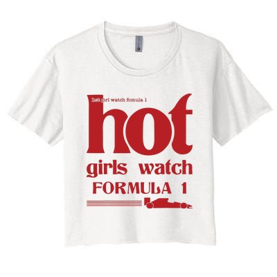 Hot Girl Watch Formula Racing Fast Cars Racetrack Fan Women's Crop Top Tee