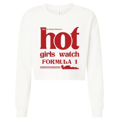 Hot Girl Watch Formula Racing Fast Cars Racetrack Fan Cropped Pullover Crew