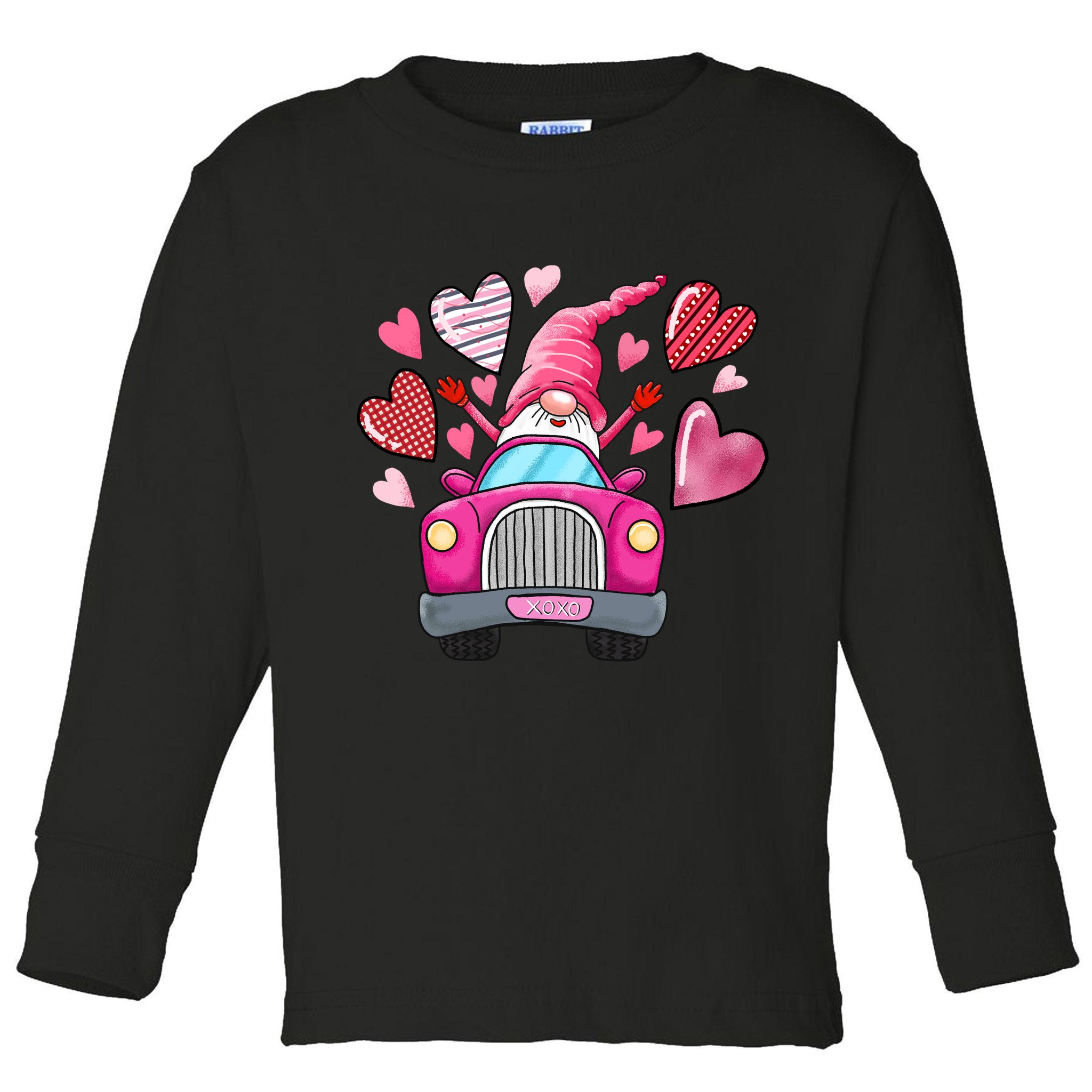 Heart Gnome Xoxo Valentines Day Cute Toddler Long Sleeve Shirt