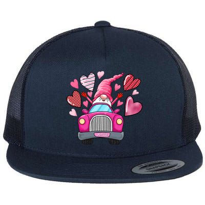 Heart Gnome Xoxo Valentines Day Cute Flat Bill Trucker Hat