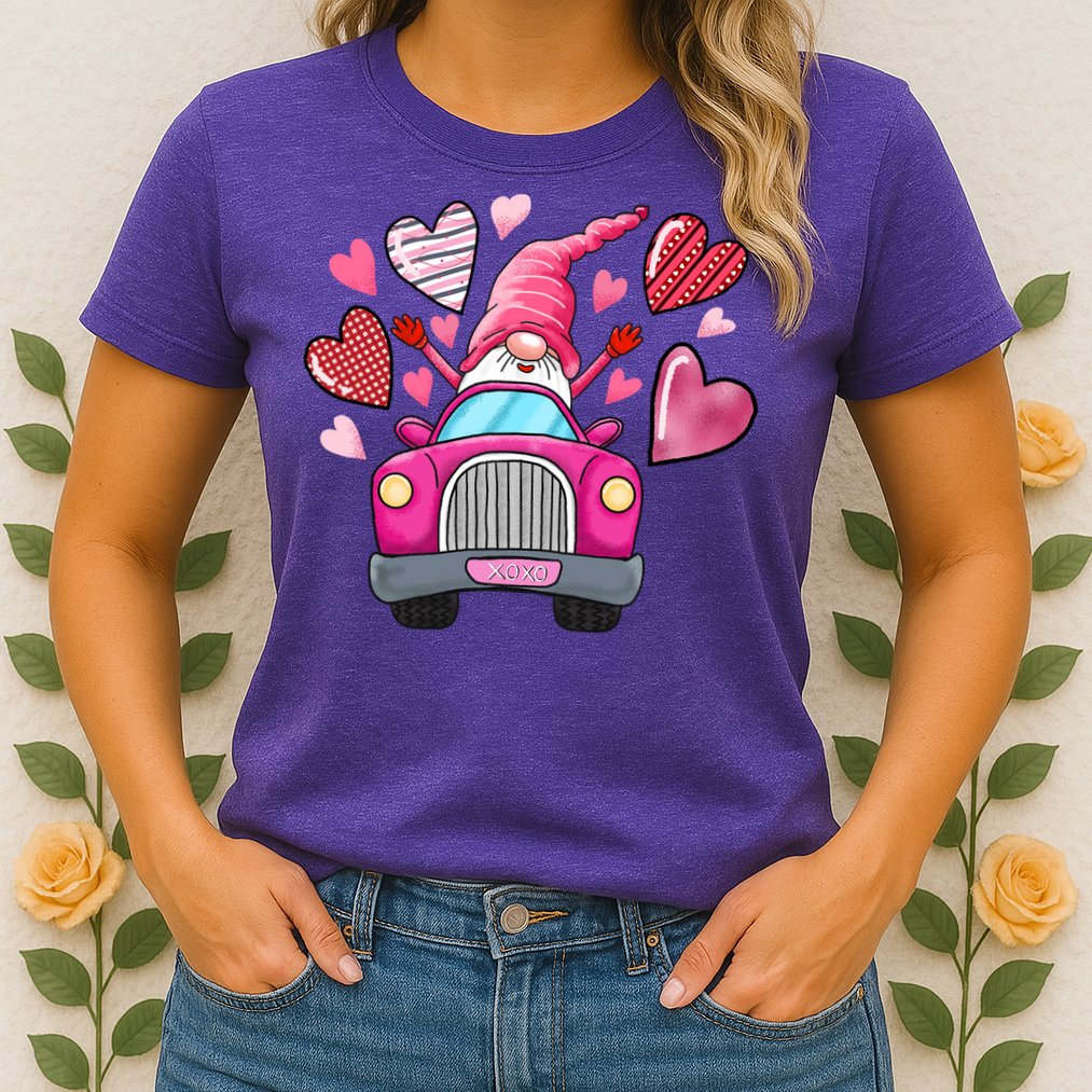 Heart Gnome Xoxo Valentines Day Cute Womens T-Shirt