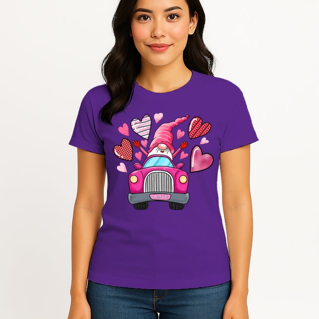 Heart Gnome Xoxo Valentines Day Cute Womens T-Shirt