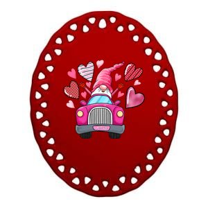 Heart Gnome Xoxo Valentines Day Cute Ceramic Oval Ornament