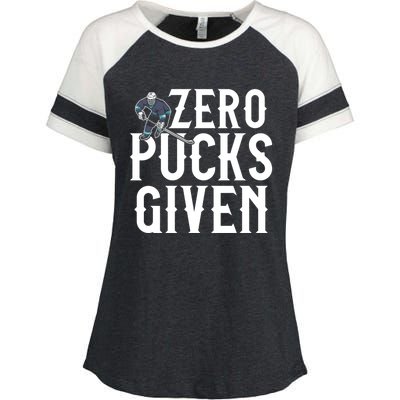 Hockey Gift Zero Pucks Given Funny Hockey Team Gift Player Gift Enza Ladies Jersey Colorblock Tee